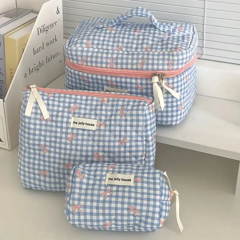 Quilted Bows Cosmetic Bag