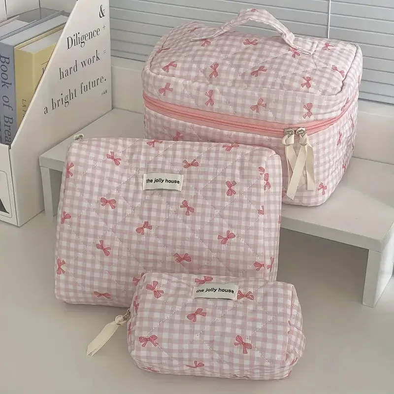 Quilted Bows Cosmetic Bag