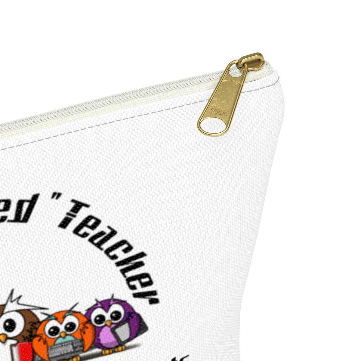 "Blessed Owl Teacher" Black Letters Accessory Pouch w T-bottom