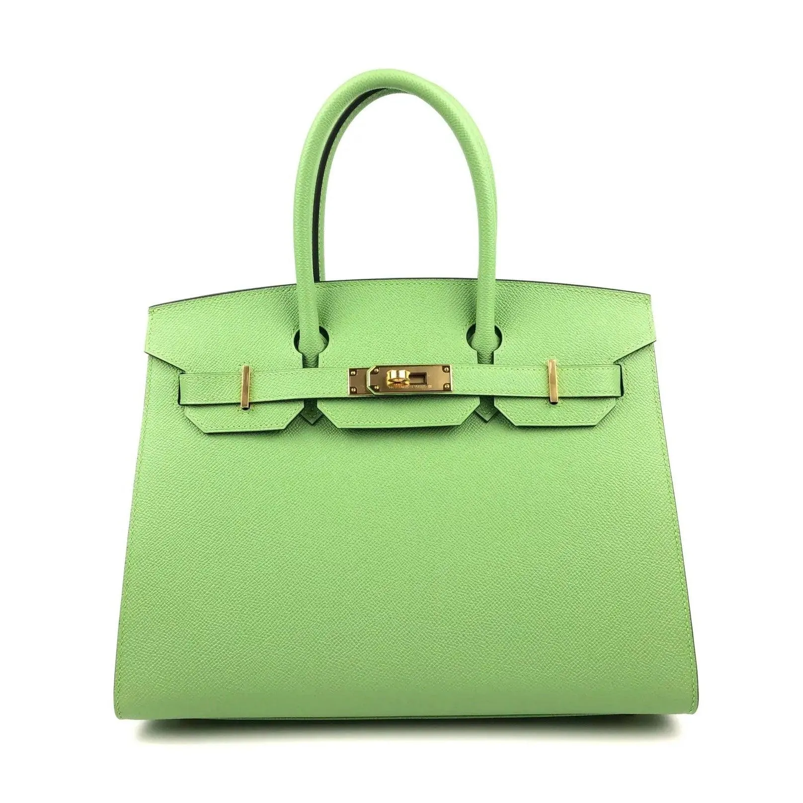 Rare HERMES Birkin 30 Vert Criquet Green Sellier Epsom Leather Bag