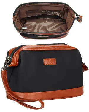 Relavel Travel Makeup Bag, Cosmetic Bag Makeup Organizer Bag Zipper Pouch for Purse Large Capacity Toiletry Bag Portable Waterproof Travel Accessories Skincare Make Up Bag (Brown), 1-Small