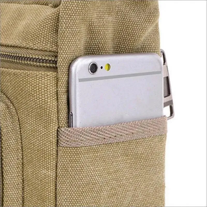 Retro Canvas Messenger Shoulder Bag for Men Travel Crossbody Satchel with Zippers