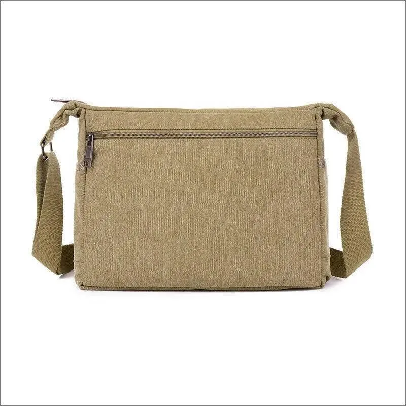 Retro Canvas Messenger Shoulder Bag for Men Travel Crossbody Satchel with Zippers