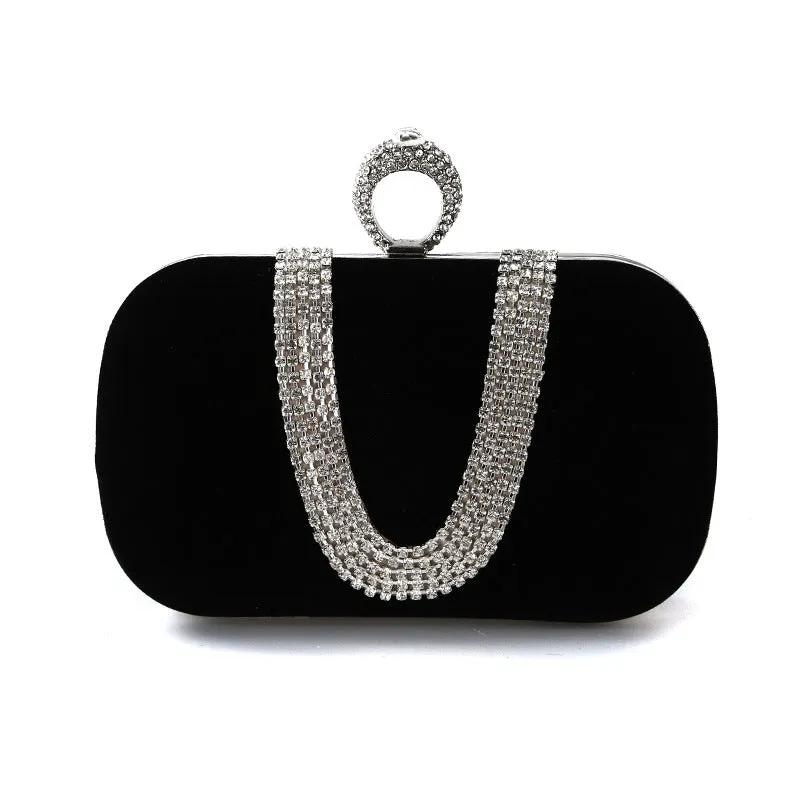 Rhinestone Letter U Pattern Clutch Bag
