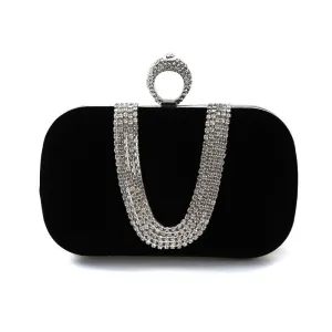 Rhinestone Letter U Pattern Clutch Bag