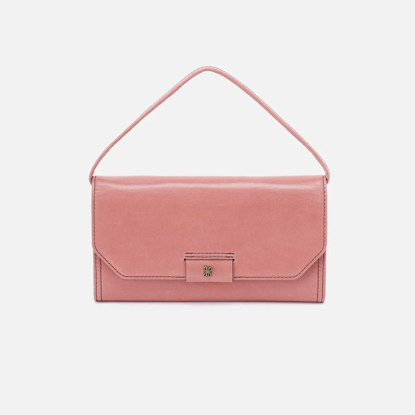 Romy Wallet Crossbody In Polished Leather - Rose