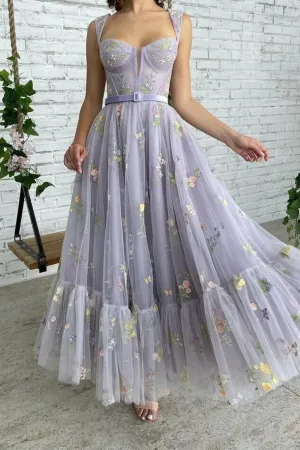 Roycebridal Chic Sleeveless A Line Ankle Length Tulle Prom Dresses
