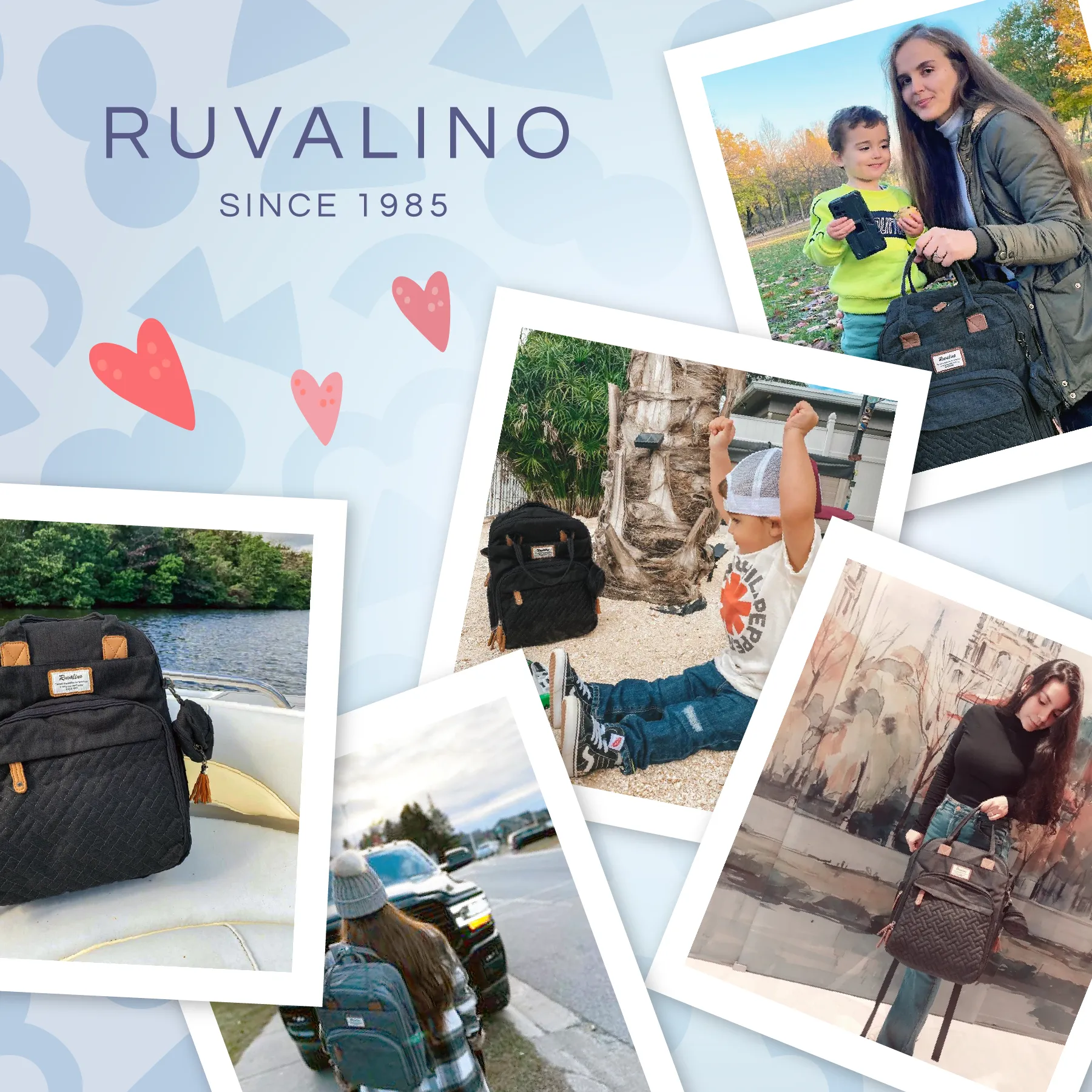 Ruvalino Neutral All-in-One Baby Bags - Black