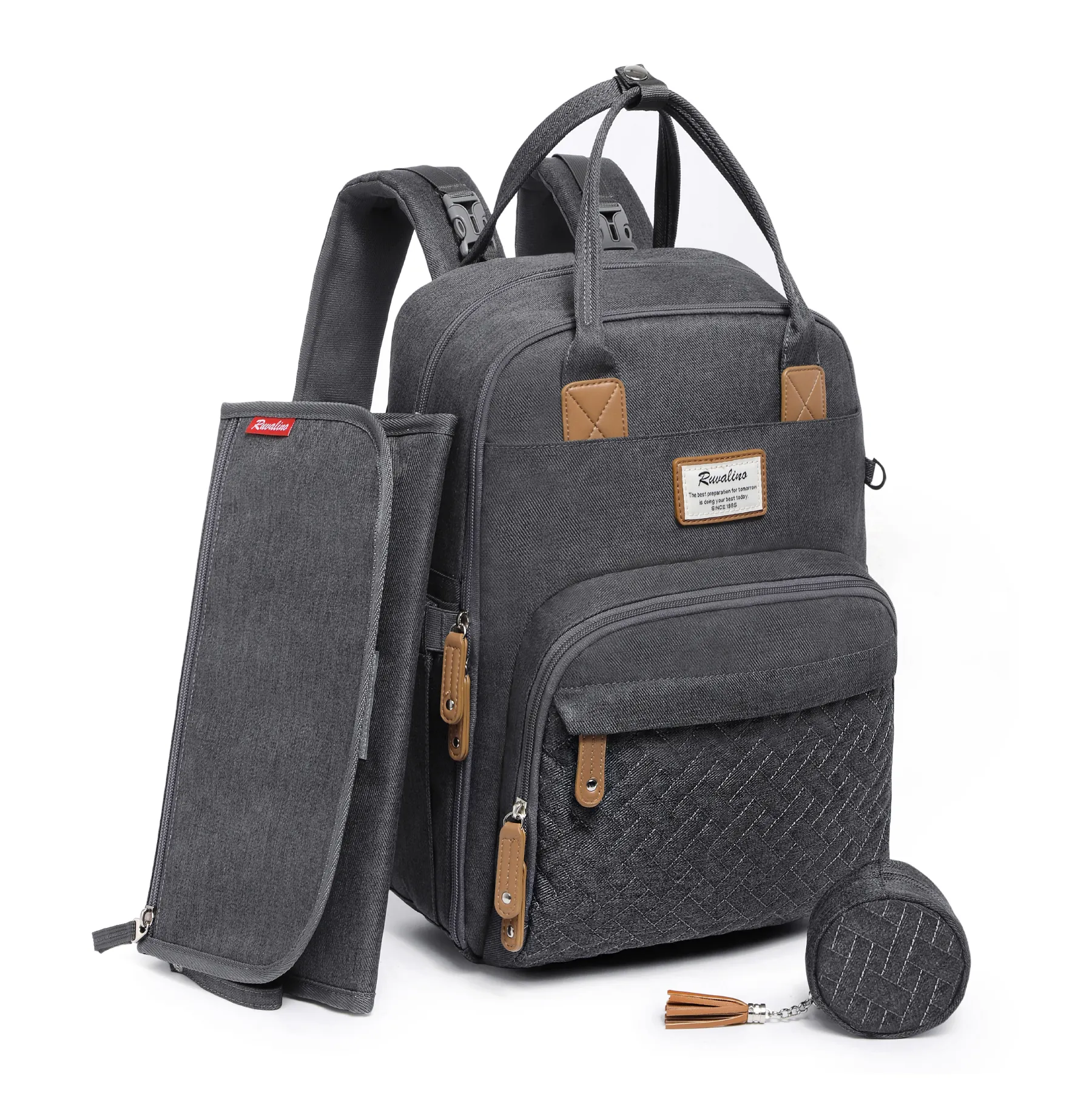 Ruvalino Neutral All-in-One Baby Bags - Dark Gray