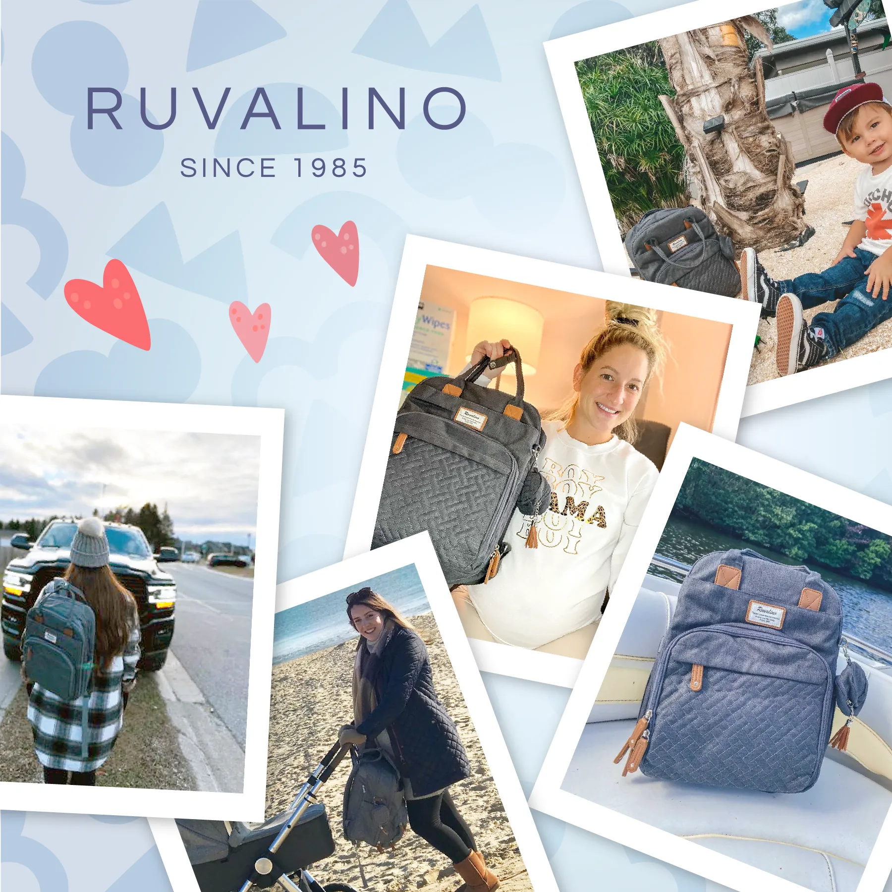 Ruvalino Neutral All-in-One Baby Bags - Dark Gray