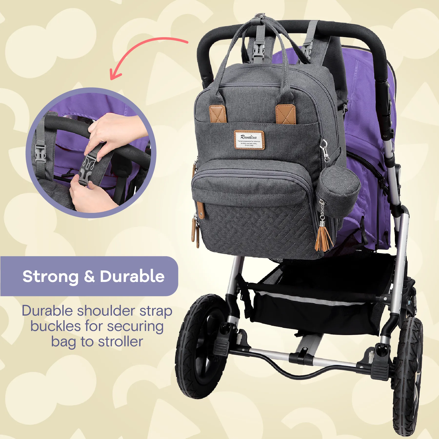 Ruvalino Neutral All-in-One Baby Bags - Dark Gray
