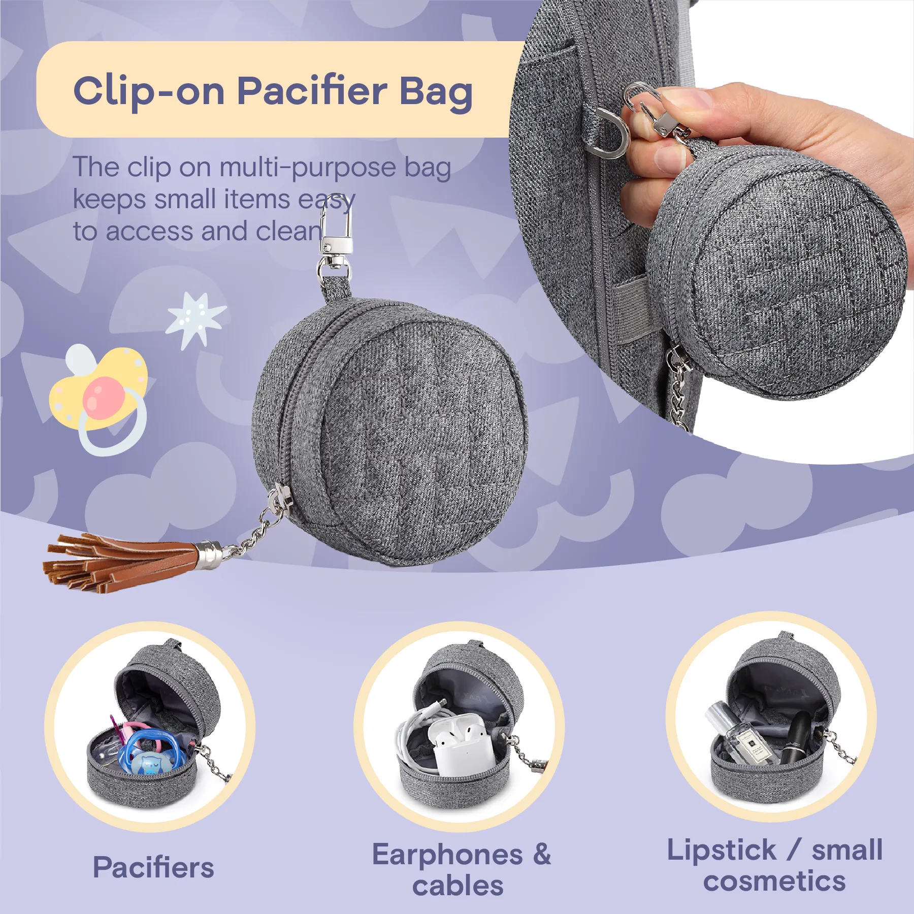 Ruvalino Neutral All-in-One Baby Bags - Light Gray