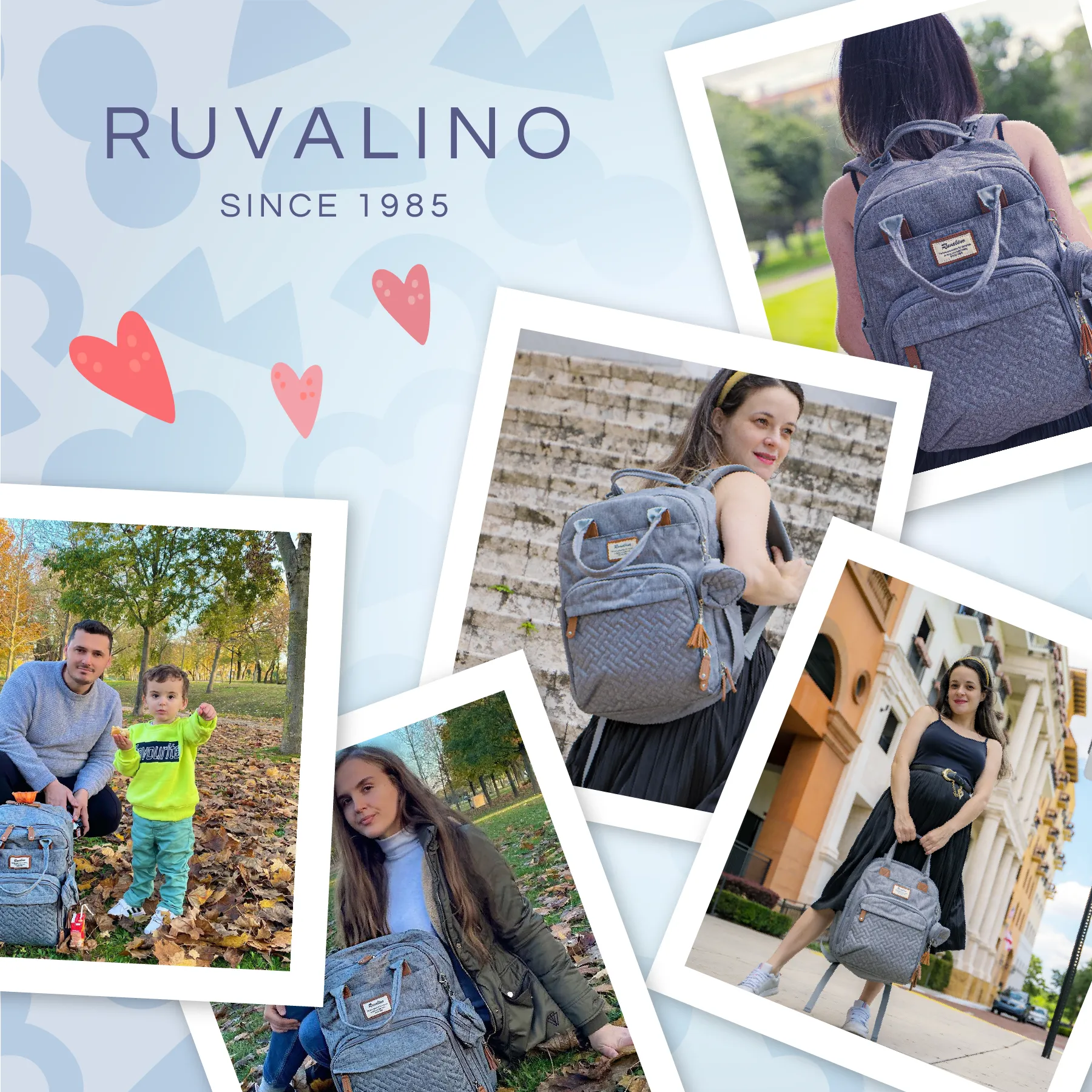 Ruvalino Neutral All-in-One Baby Bags - Light Gray