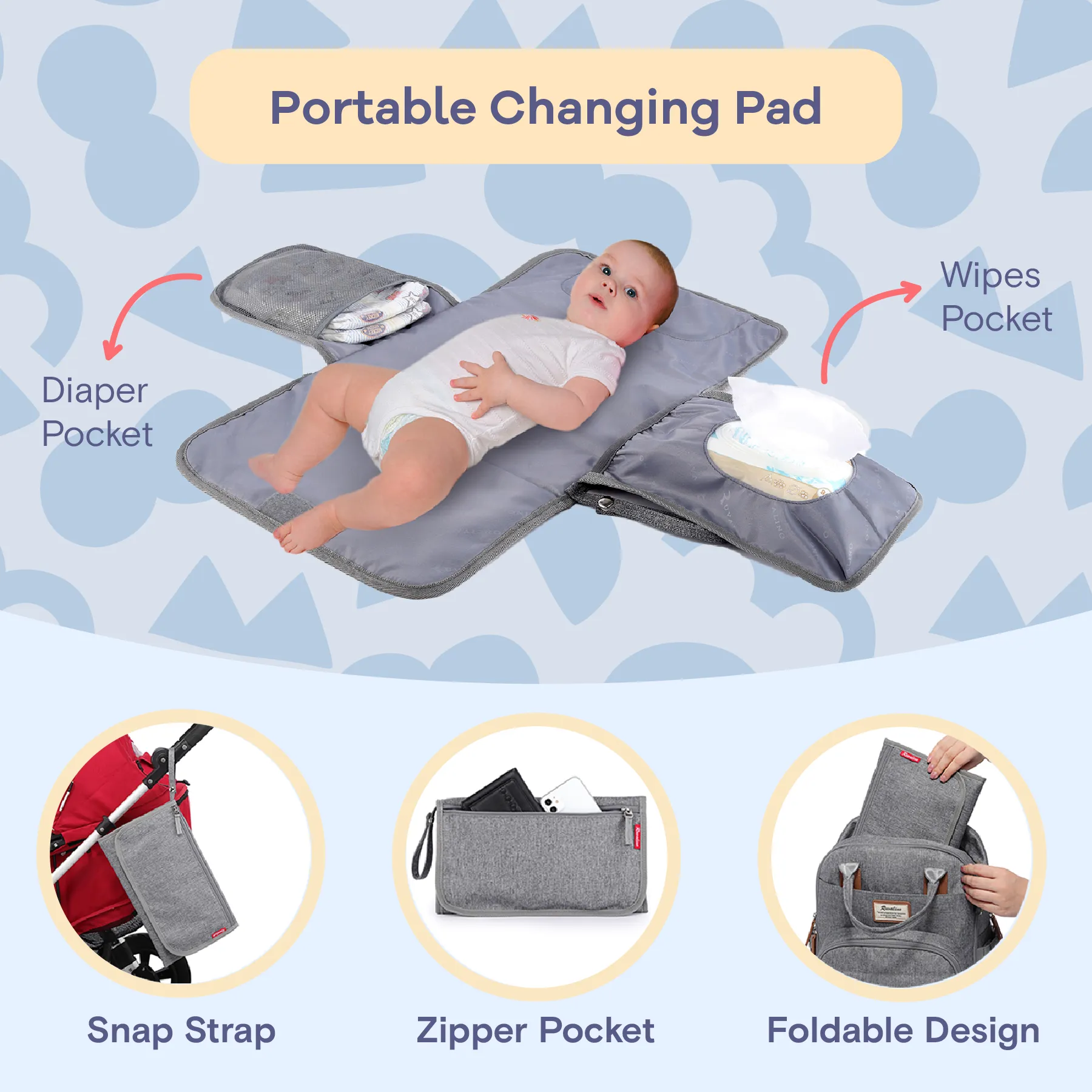 Ruvalino Neutral All-in-One Baby Bags - Light Gray