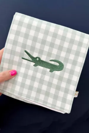 Sage Gingham Alligator Baby Changing Mat