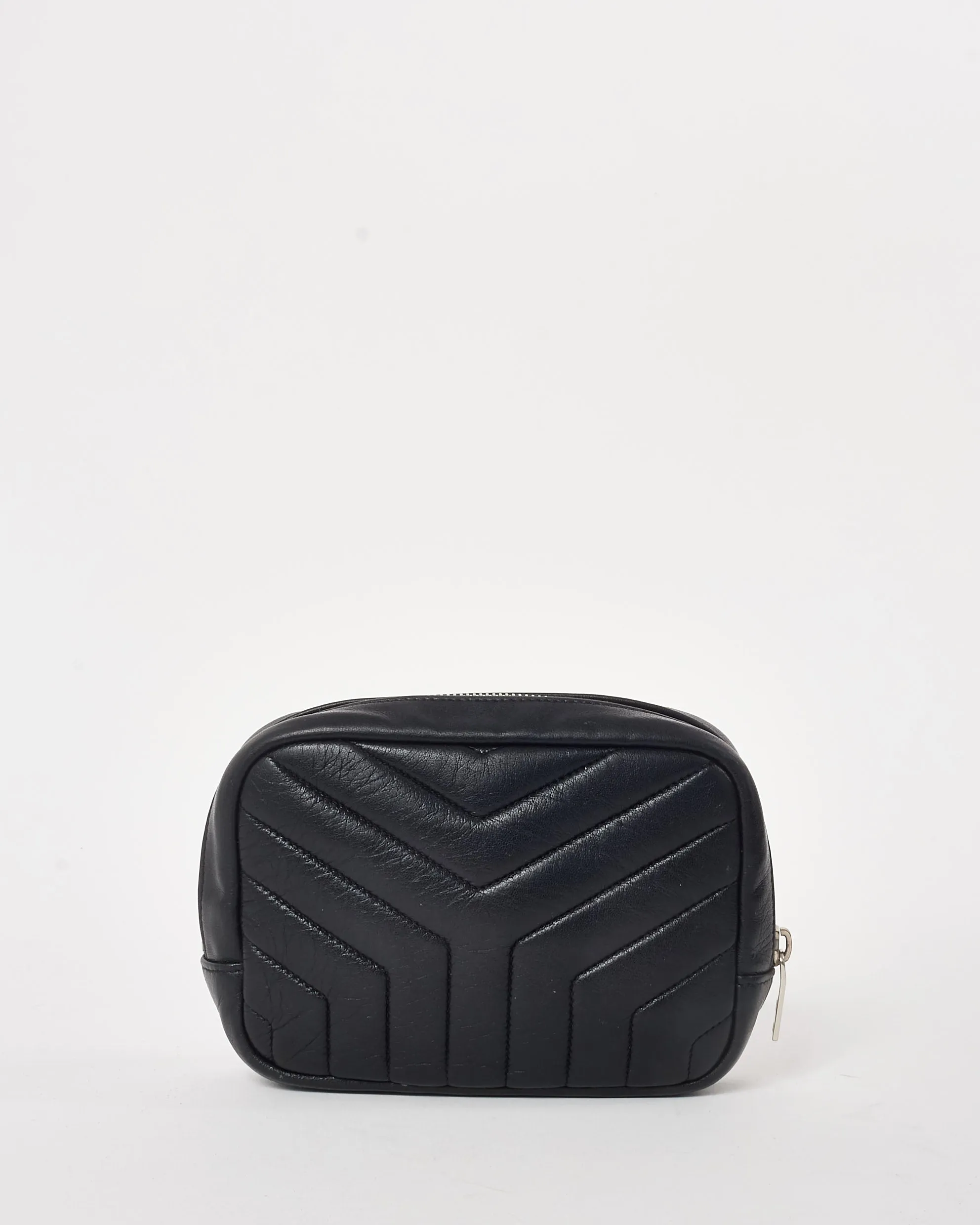 Saint Laurent Black Matelassé Monogram Lou Lou Cosmetic Case SHW