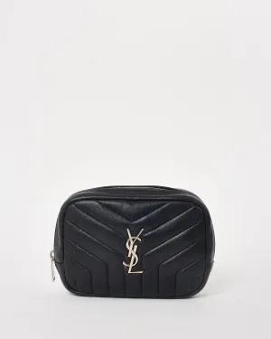 Saint Laurent Black Matelassé Monogram Lou Lou Cosmetic Case SHW