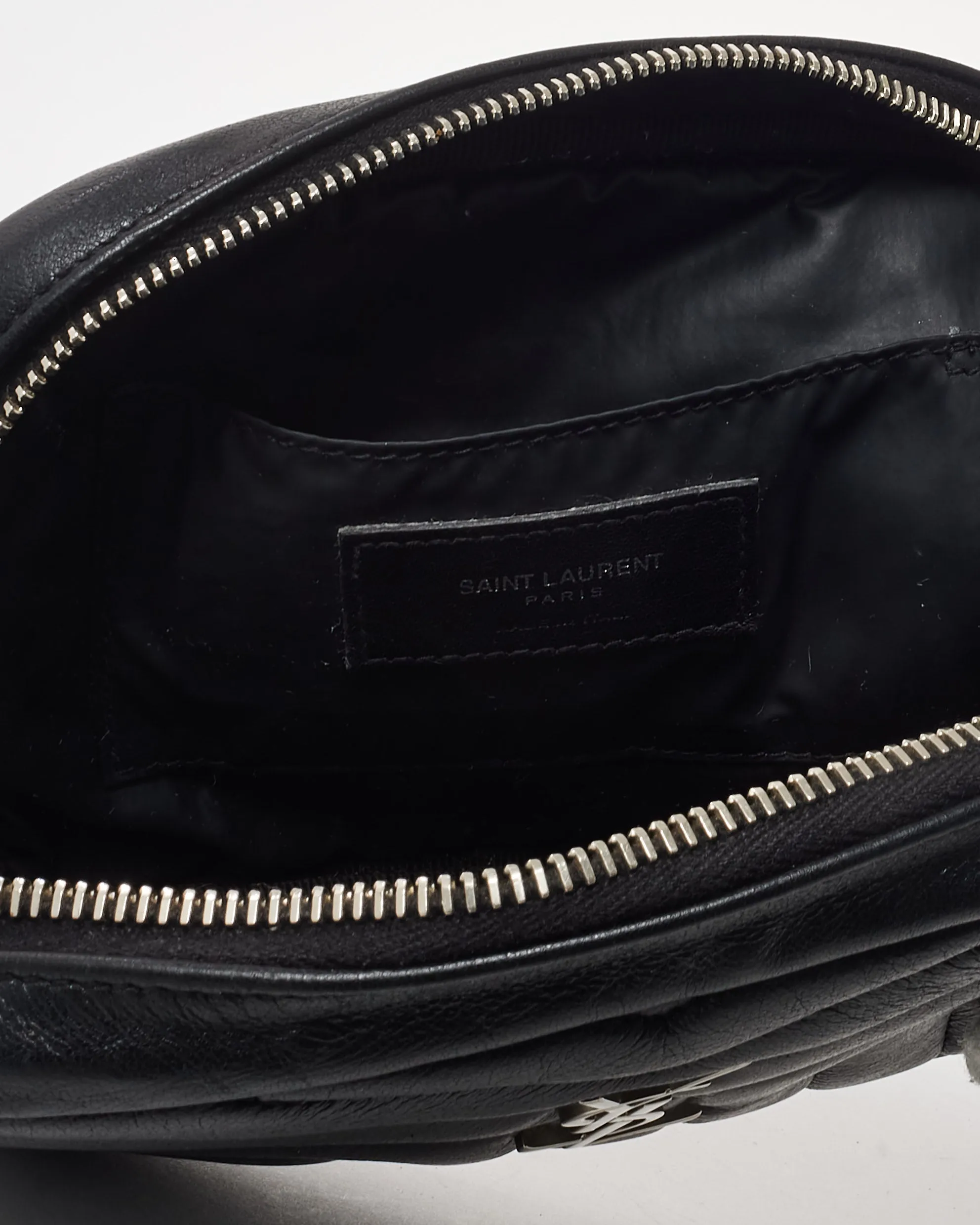 Saint Laurent Black Matelassé Monogram Lou Lou Cosmetic Case SHW