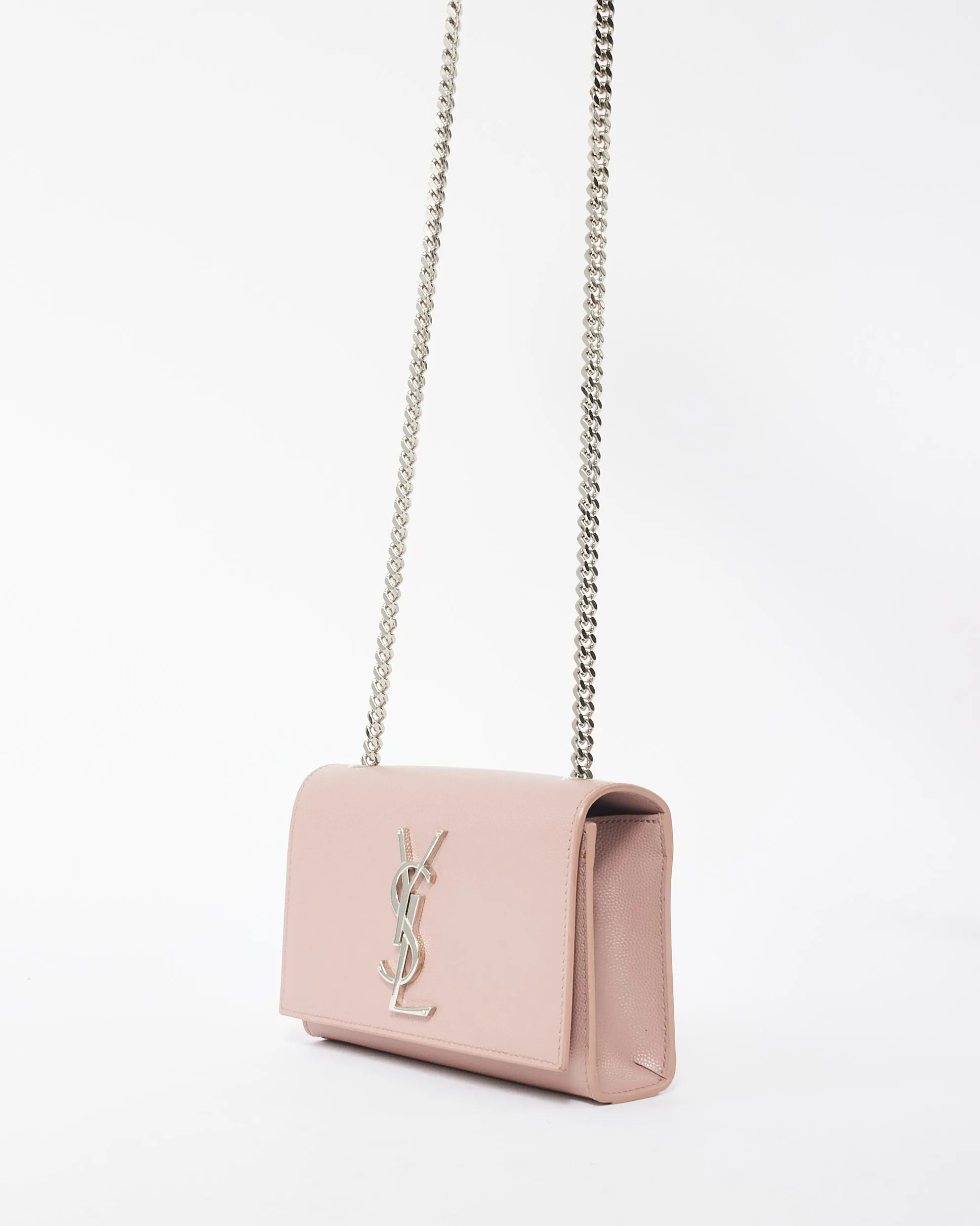 Saint Laurent Blush Pink Grain de Poudre Embossed Leather Small Kate Bag