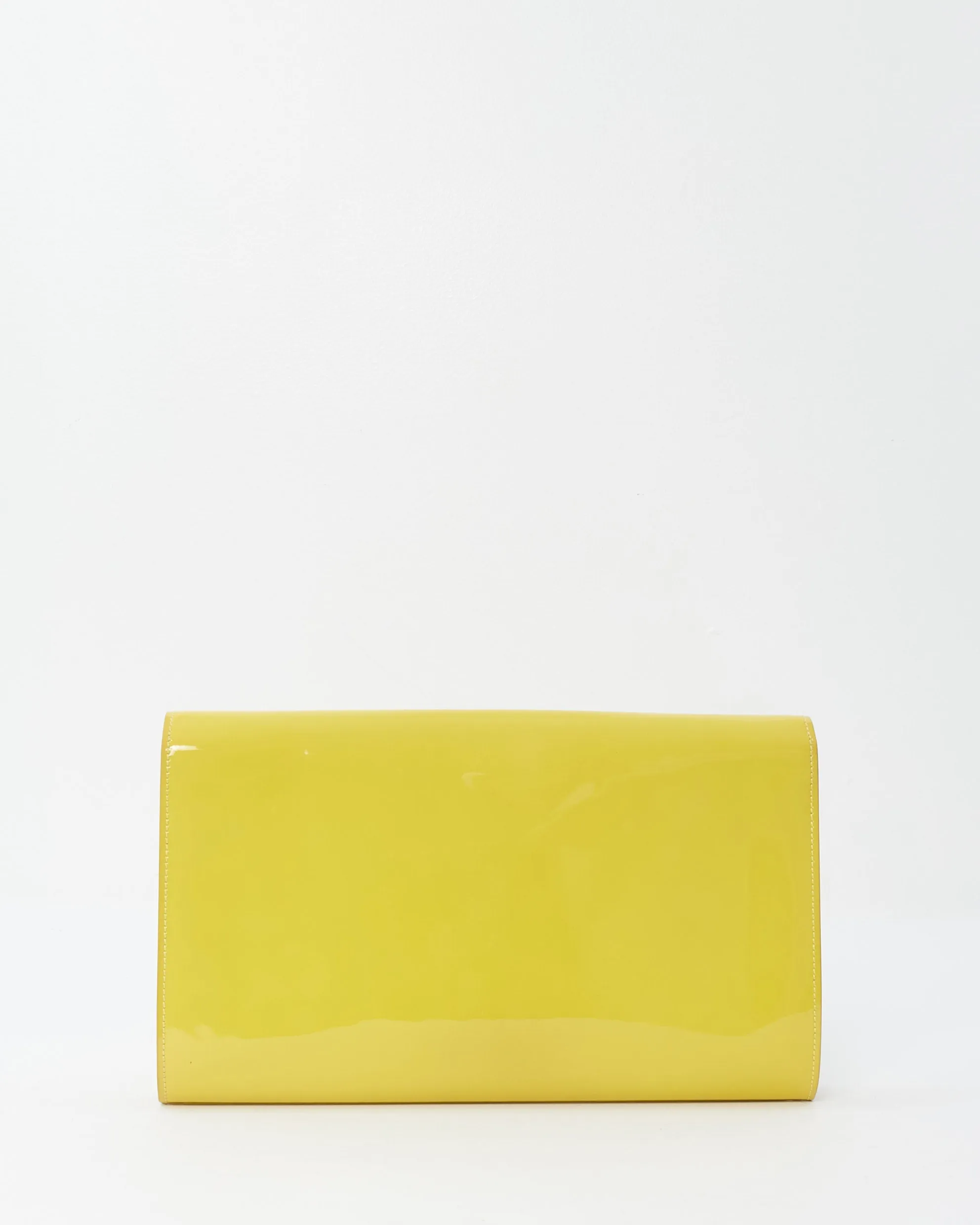 Saint Laurent Neon Yellow Patent Leather Belle De Jour Clutch