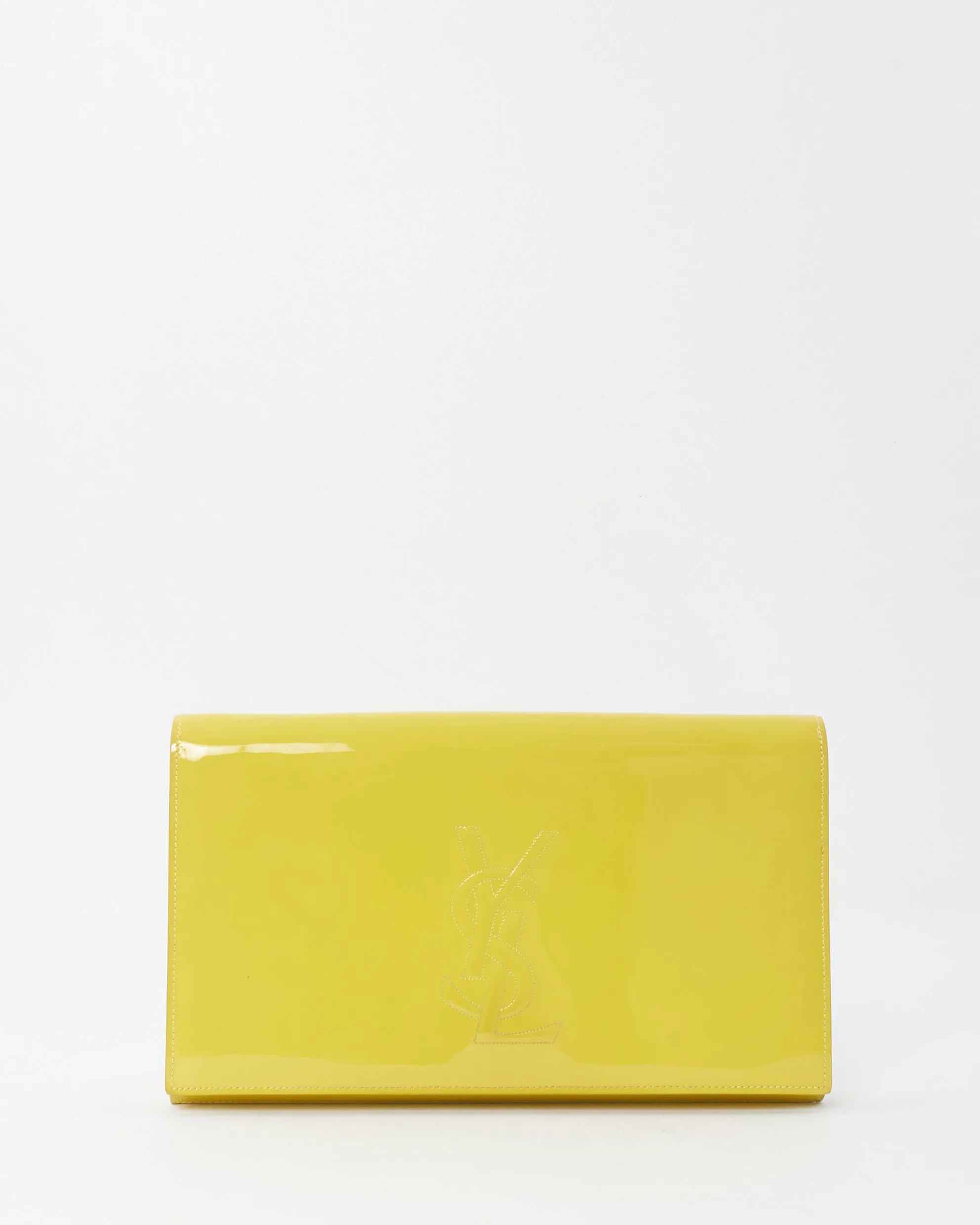 Saint Laurent Neon Yellow Patent Leather Belle De Jour Clutch