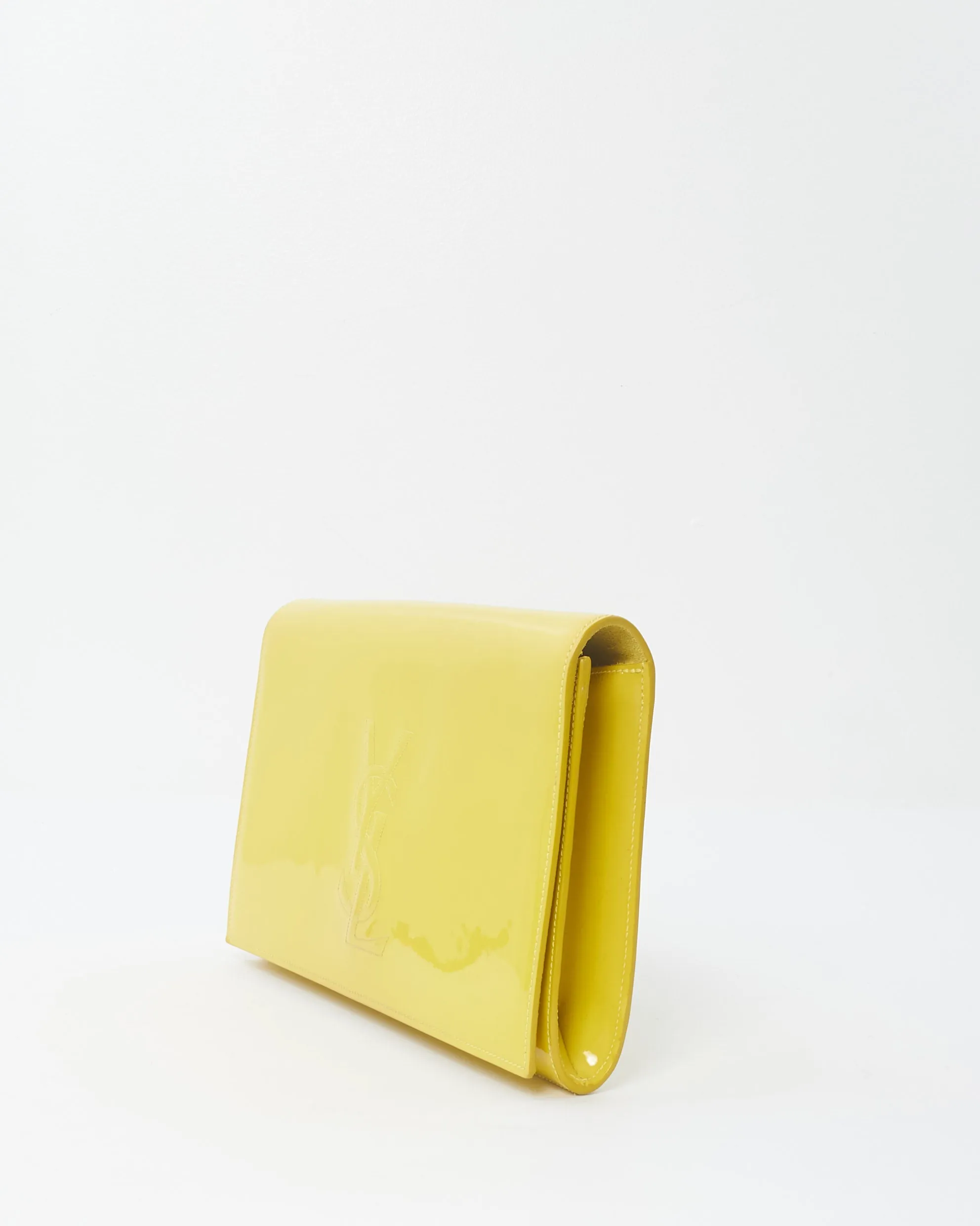 Saint Laurent Neon Yellow Patent Leather Belle De Jour Clutch