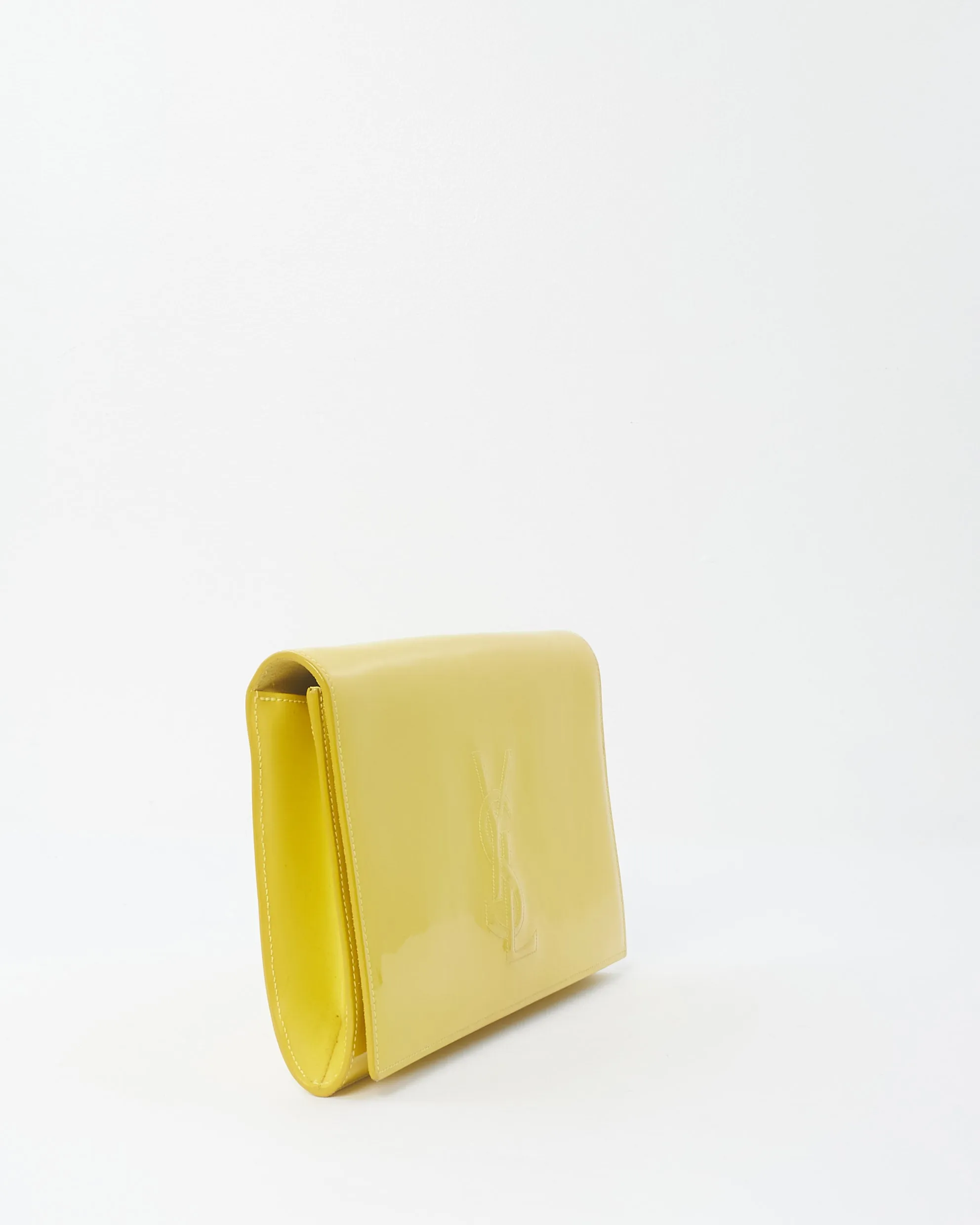 Saint Laurent Neon Yellow Patent Leather Belle De Jour Clutch
