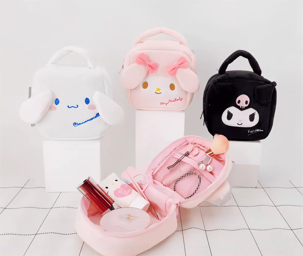 Sanrio Plush Small Square Bag Cosmetic Toiletry Bag Portable Travel Organizer
