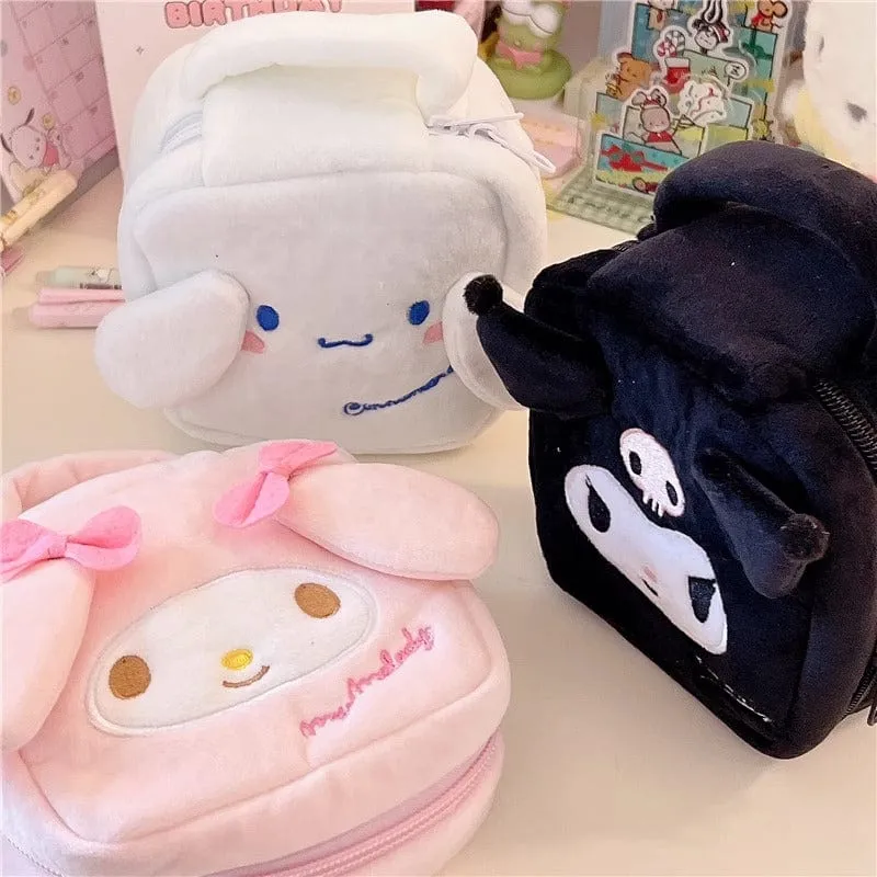 Sanrio Plush Small Square Bag Cosmetic Toiletry Bag Portable Travel Organizer