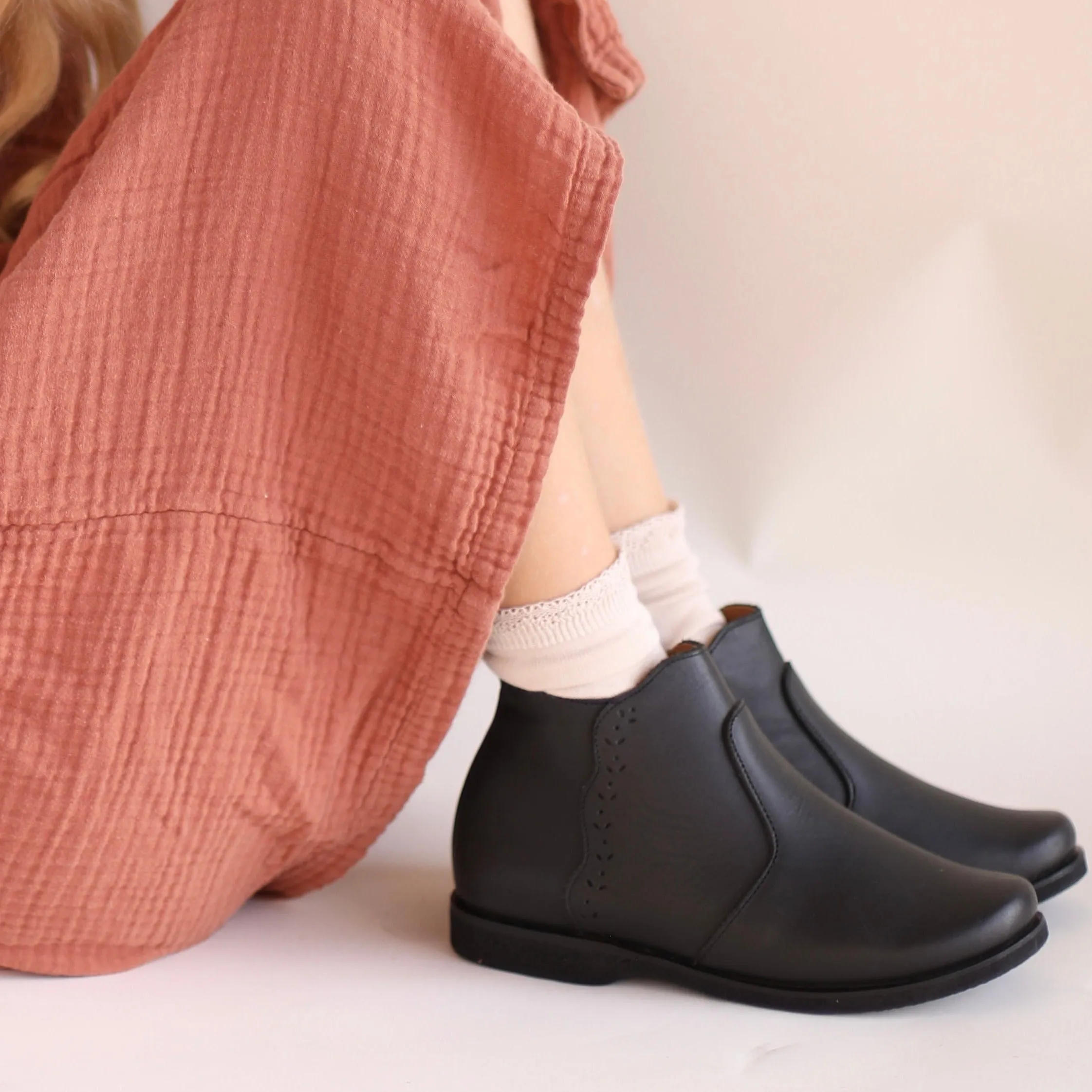 SECONDS Black Ophelia {Children's Leather Boots}