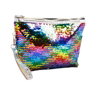 Sequins Fish Scale Cosmetic Bag Zipper Travel Makeup Storage Tool Organizer Case