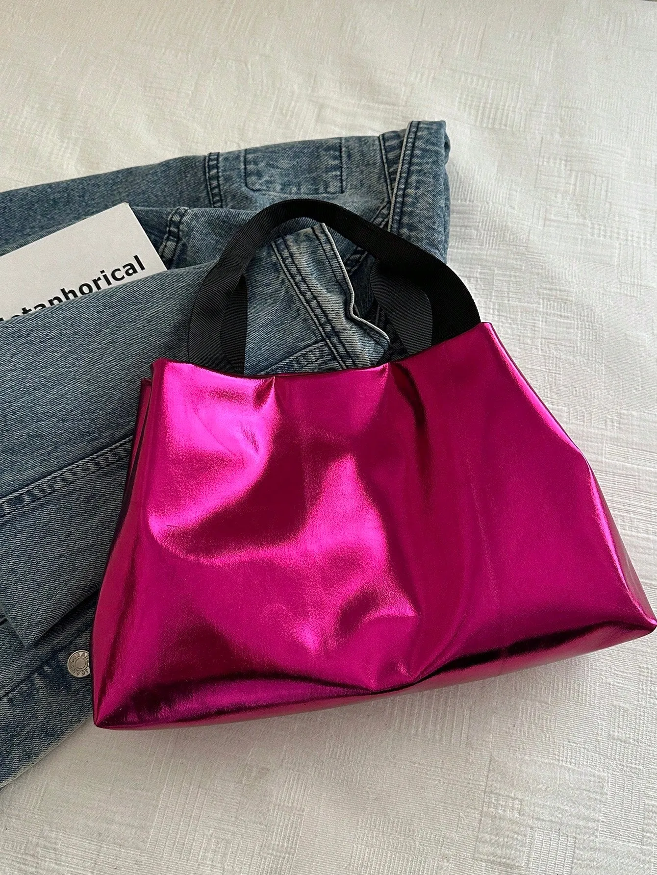 Shiny Laser Bag Candy Color Large Handbag Tote Bag For Women, College Students, Shopping And Commuting