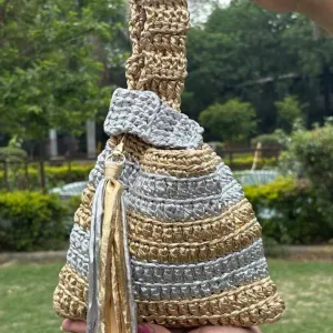 Shiroli Handmade Metallic Gold & Silver - Japanese Knot Bag