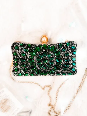 Showstopper Bejewled Clutch | Green