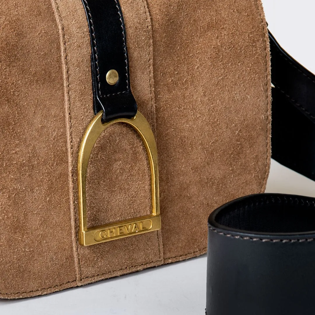 Signature - English Stirrup Crossbody Bag in Italian Suede and Leather