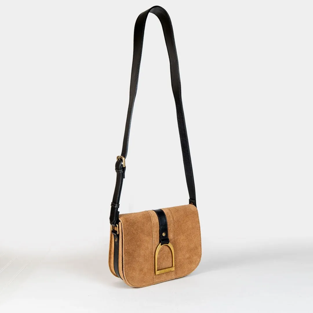 Signature - English Stirrup Crossbody Bag in Italian Suede and Leather