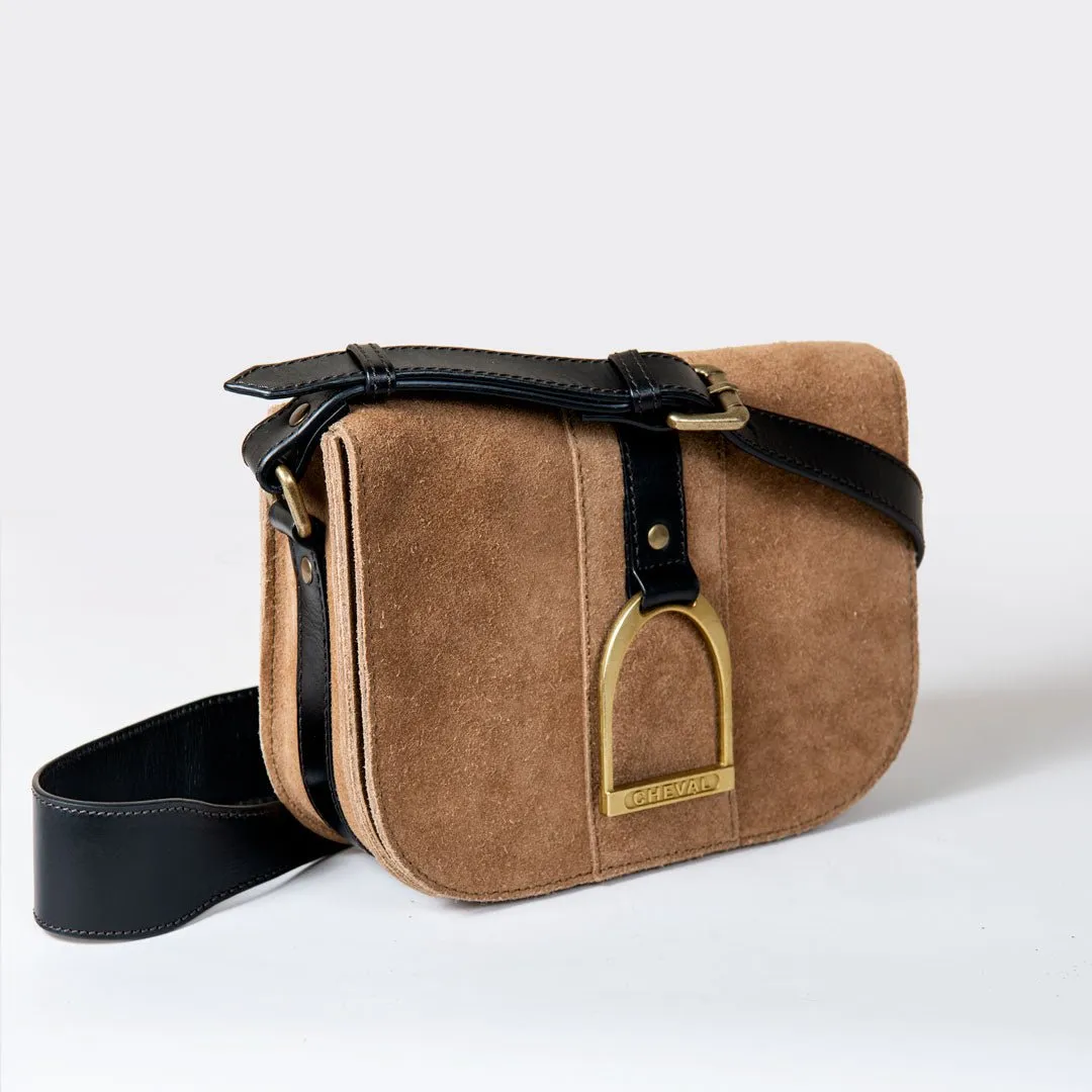 Signature - English Stirrup Crossbody Bag in Italian Suede and Leather