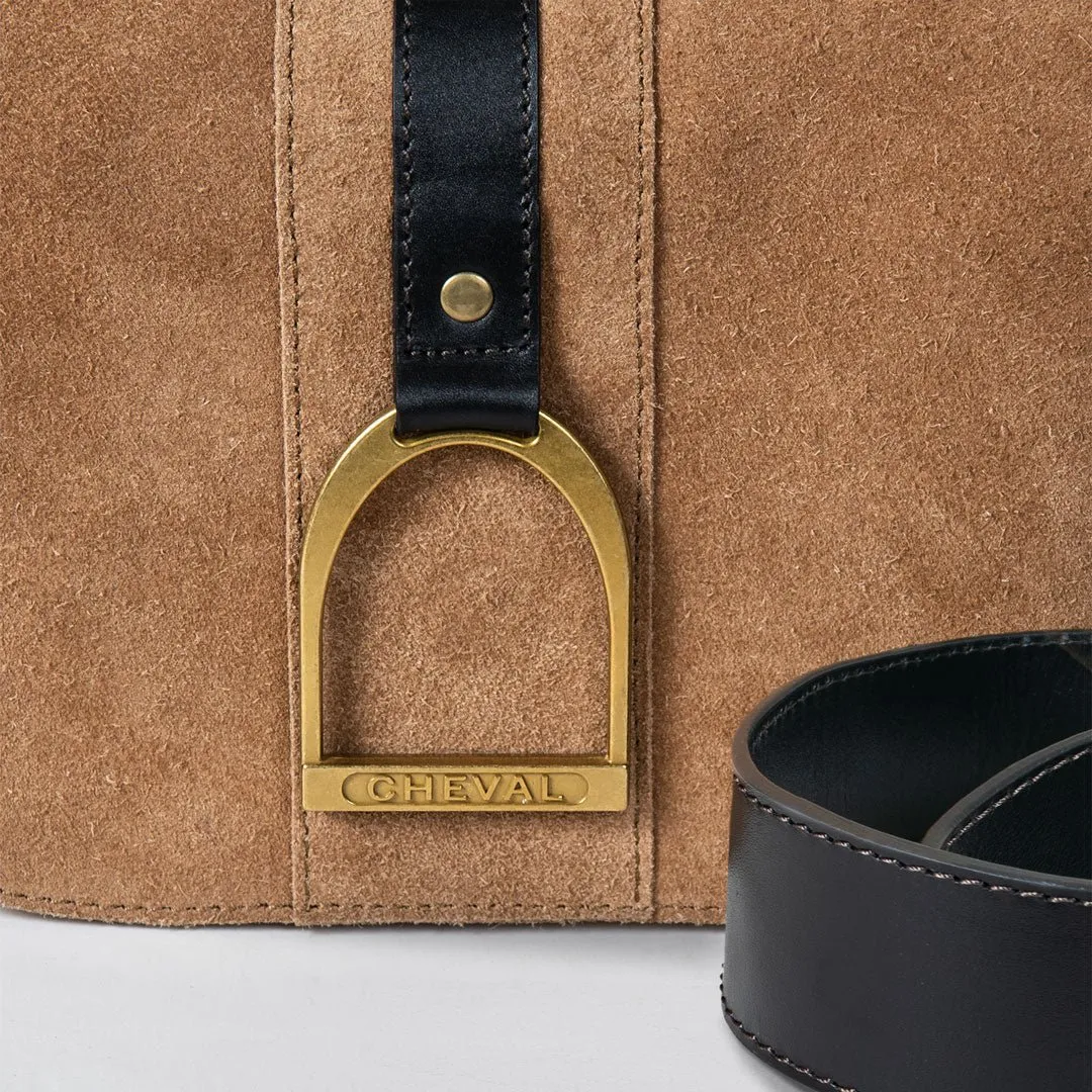 Signature - English Stirrup Crossbody Bag in Italian Suede and Leather