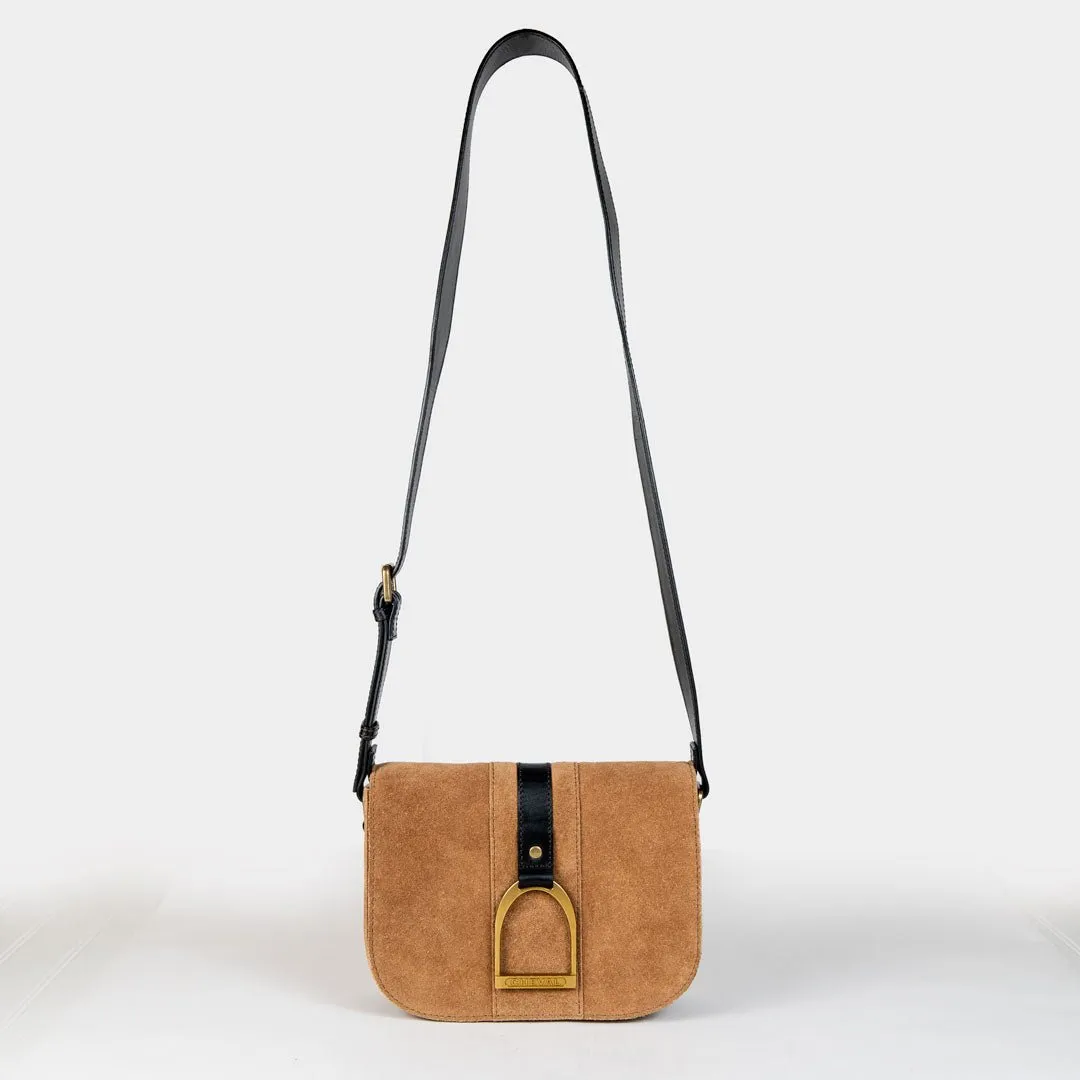 Signature - English Stirrup Crossbody Bag in Italian Suede and Leather