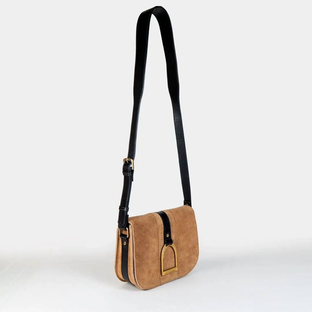 Signature - English Stirrup Crossbody Bag in Italian Suede and Leather