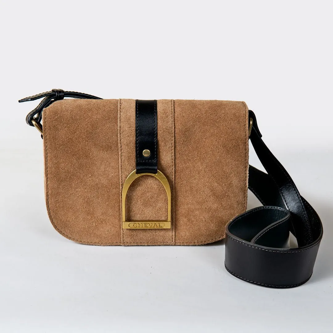 Signature - English Stirrup Crossbody Bag in Italian Suede and Leather