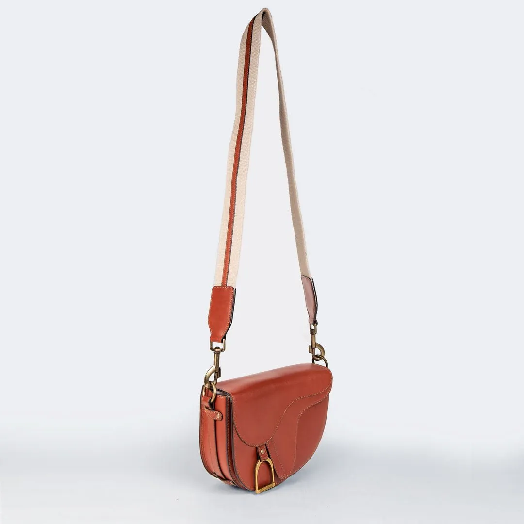 Signature Saddle Bag Black Italian Leather & Brass Crossbody Bag