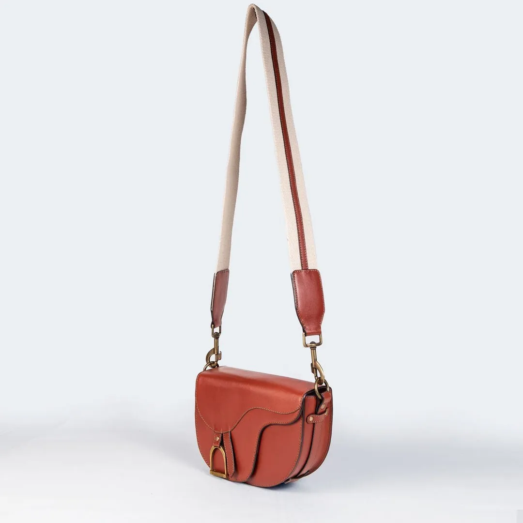 Signature Saddle Bag Black Italian Leather & Brass Crossbody Bag
