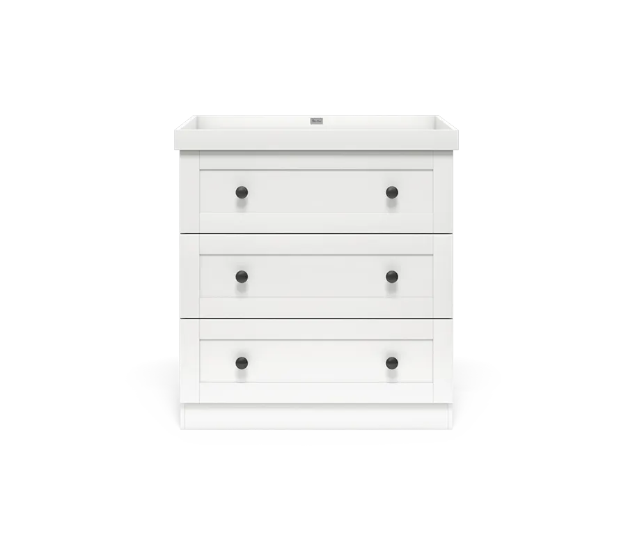 Silver Cross Bromley 3 Piece Nursery Furniture Set with Convertible Cot to Toddler Bed, Dresser & Wardrobe - White
