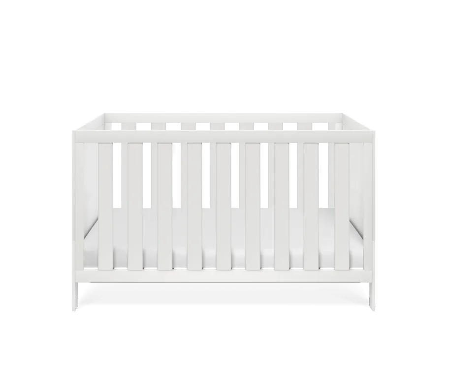 Silver Cross Bromley 3 Piece Nursery Furniture Set with Convertible Cot to Toddler Bed, Dresser & Wardrobe - White