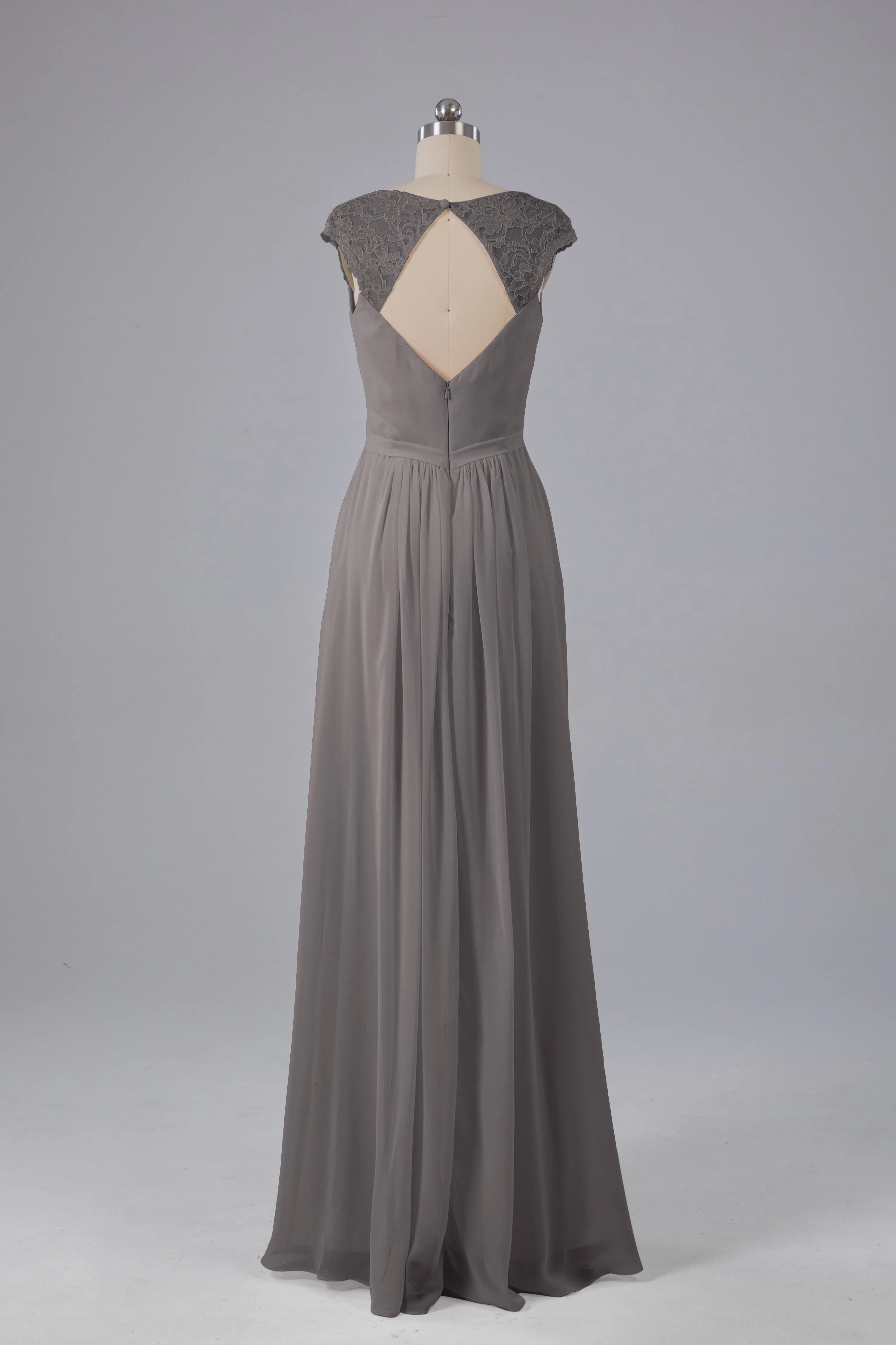 Simple Cap Sleeves Chiffon Floor Length Bridesmaid Dresses