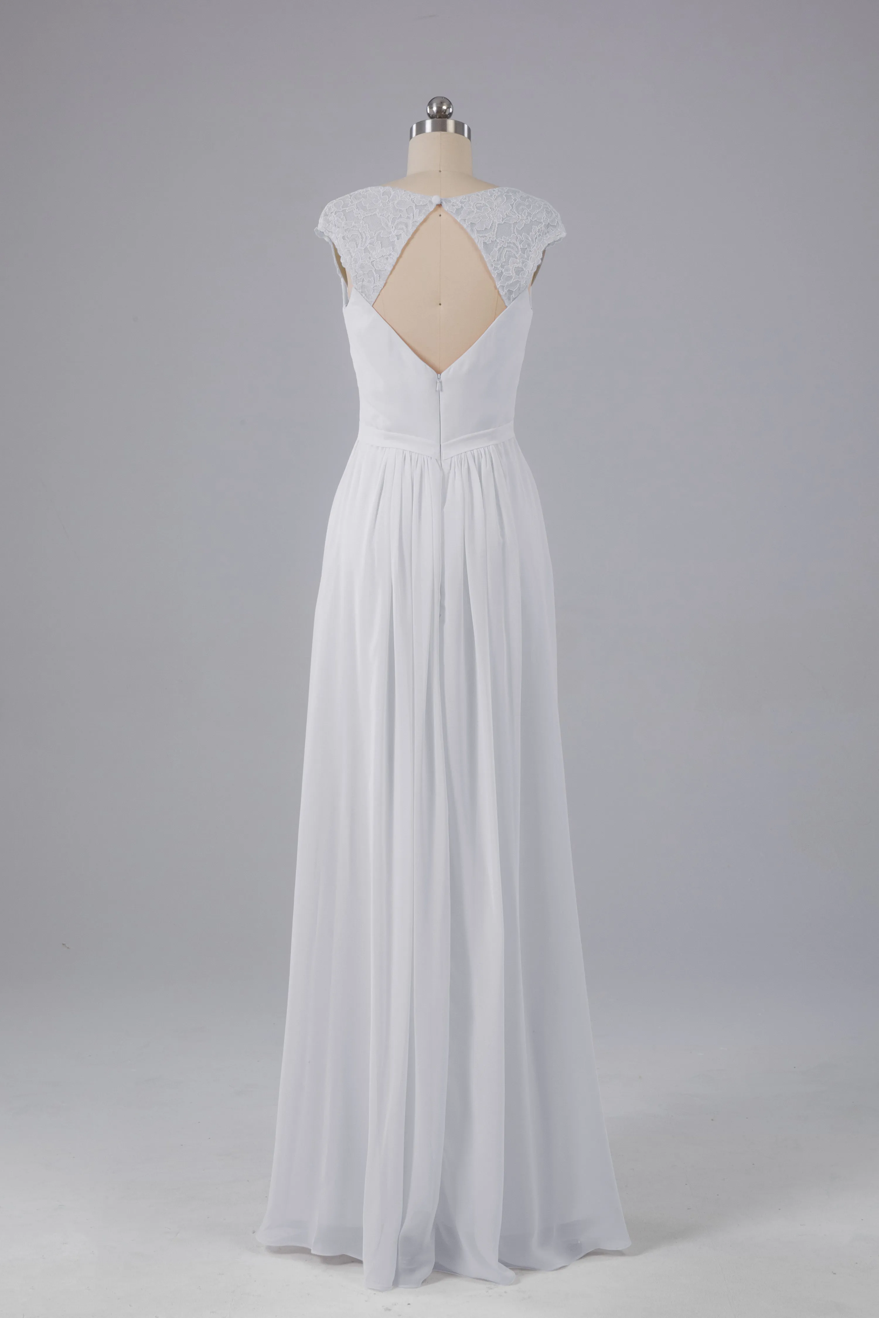 Simple Cap Sleeves Chiffon Floor Length Bridesmaid Dresses
