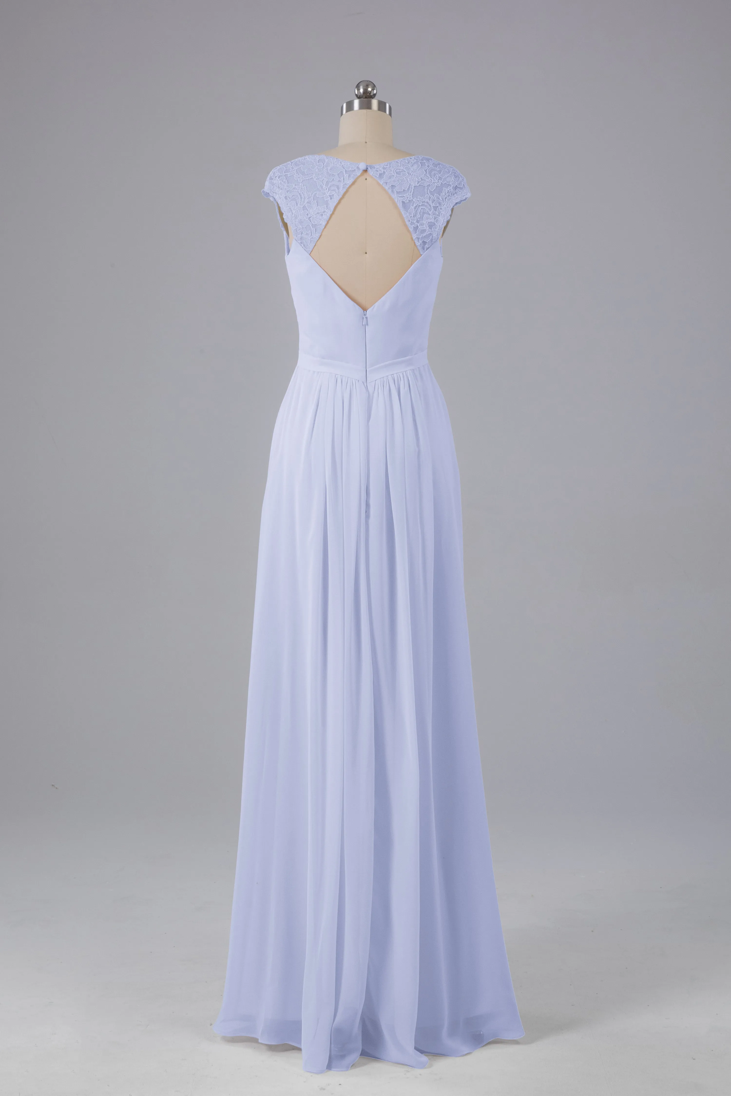 Simple Cap Sleeves Chiffon Floor Length Bridesmaid Dresses