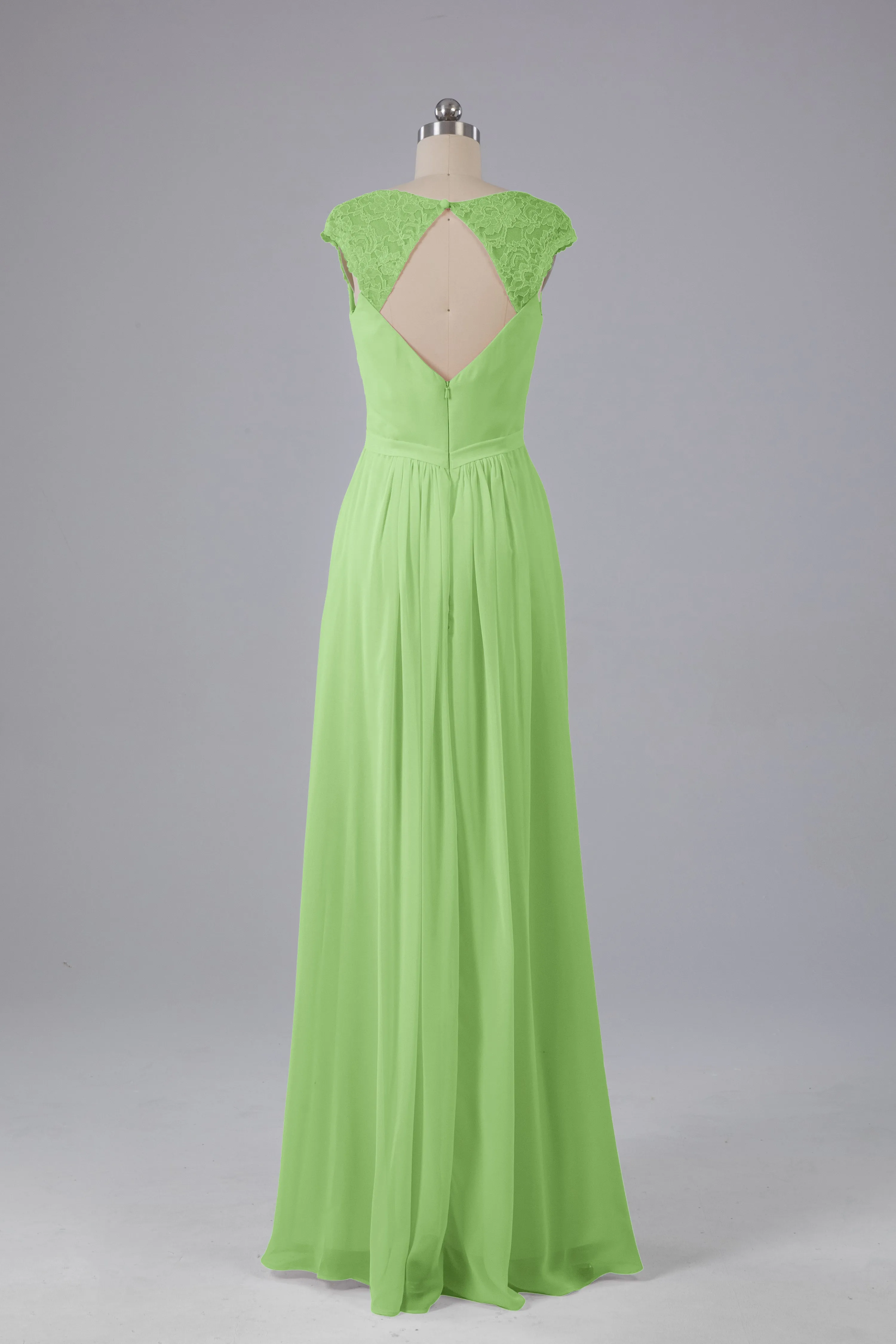 Simple Cap Sleeves Chiffon Floor Length Bridesmaid Dresses