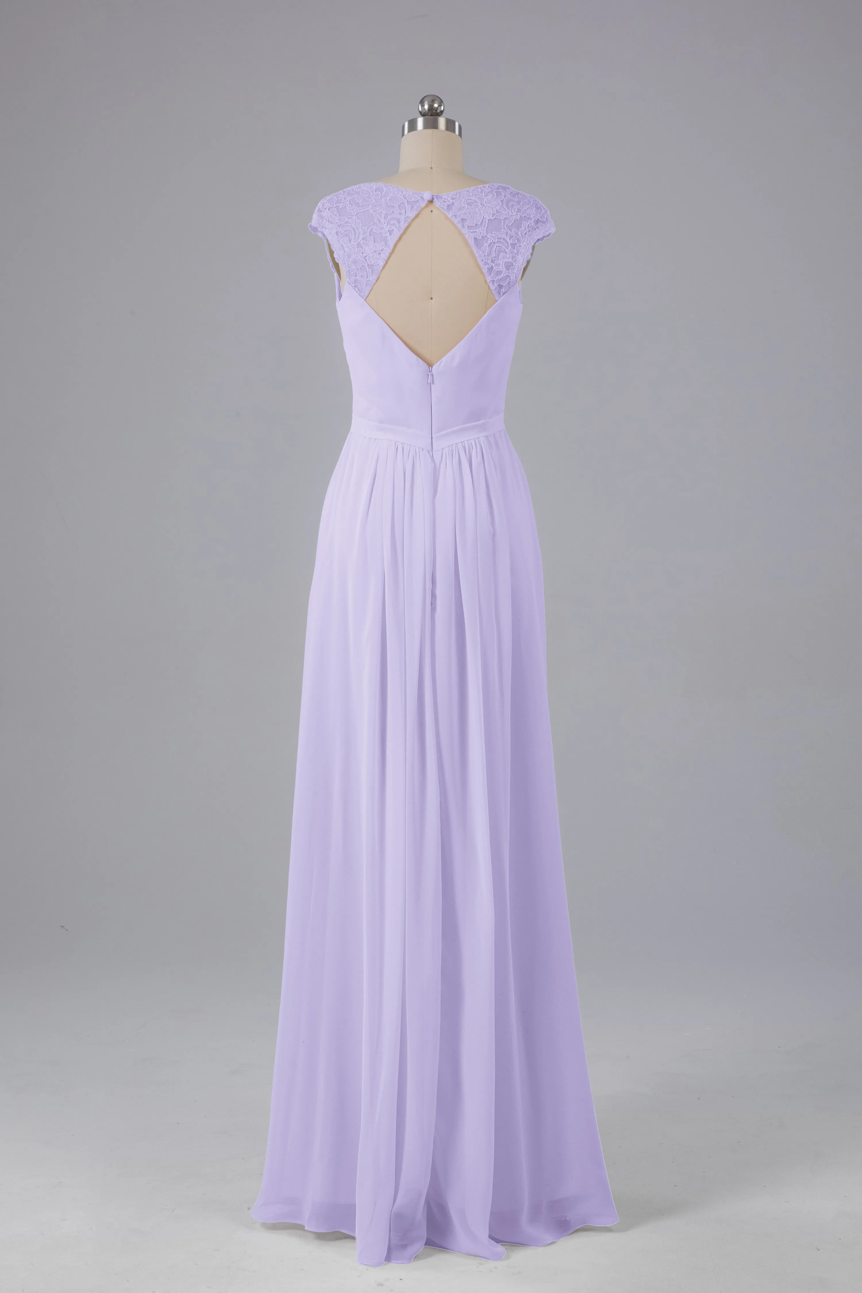 Simple Cap Sleeves Chiffon Floor Length Bridesmaid Dresses